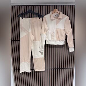 Adidas Cream&Blush Colorblock Track Jacket and Pants (including a free t-shirt)